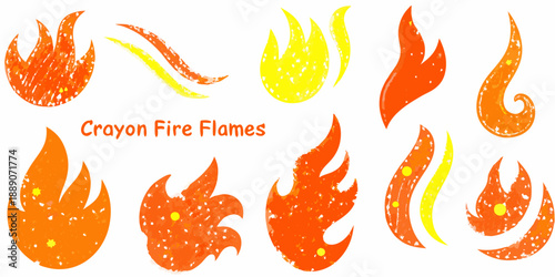 Colorful crayon style fire flames arranged in a decorative pattern