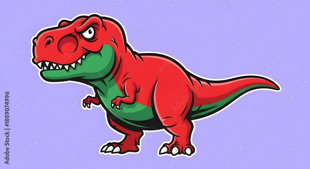 Obraz premium a cartoon t - rex dinosaur with a red and green color scheme
