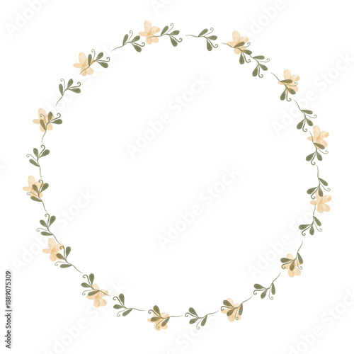 Hand drawn floral frames with flowers. Wreath. Elegant logo template. Vector illustration for labels, branding business identity, wedding invitation