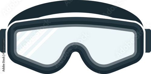 Ski Goggles Vector Icon with Clear Lenses and Dark Frame for Winter Sports