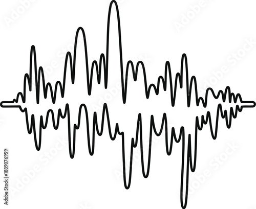 Seismic Waveform Vector Graphic with Mirror Effect and Detailed Peaks