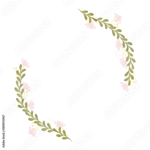 Hand drawn floral frames with flowers. Wreath. Elegant logo template. Vector illustration for labels, branding business identity, wedding invitation