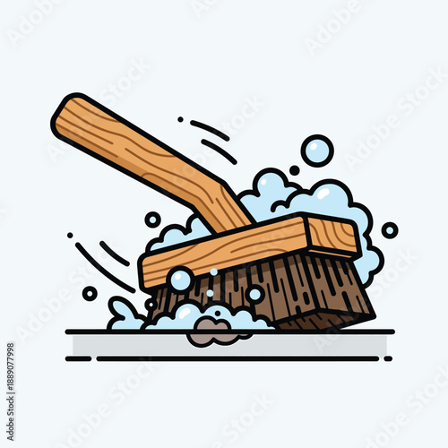 Broom Sweeping with Soap Suds