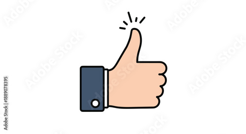 Human hand gesture showing thumbs up sign for like approval positive feedback and social media satisfaction symbol illustration.