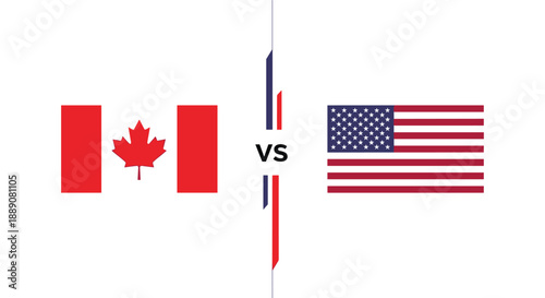 Comparison between Canada and the United States flags with a vs text in the middle for sports matches or international competition themes.