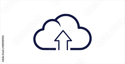 Minimalist Cloud Upload Line Icon Vector Graphic Data Storage Technology Symbol