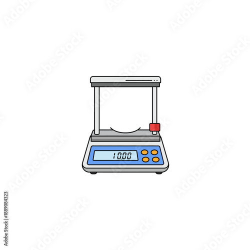 A digital laboratory balance scale with a blue display showing "1.000".