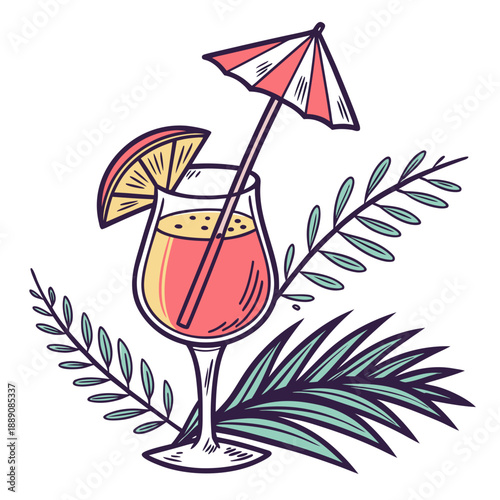 Tropical cocktail with umbrella