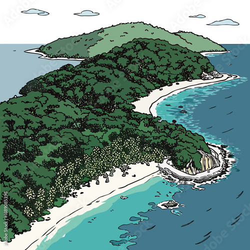 Lush coastal landscape