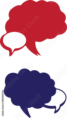 Two colorful speech bubbles isolated on transparent background
