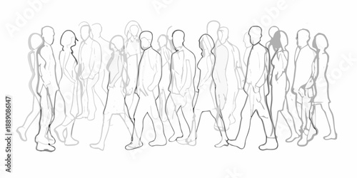 A large group of people depicted as simple line art figures