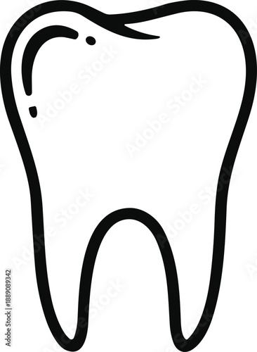Tooth icon with internal contour lines for dental health, hygiene, and oral care design content