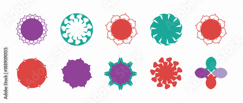 colorful abstract shapes set in different sizes with square, triangle, star, polygon, edge design