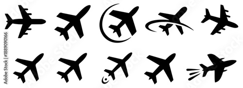 airplane aircraft travel icon set