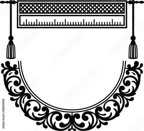 Ornate banner with floral design and tassels