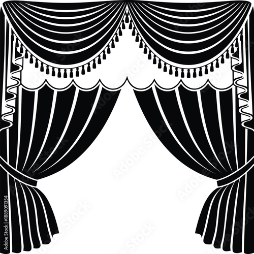 Elegant black curtains with tassels