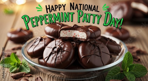 Delicious chocolate peppermint patties on a plate for National Peppermint Patty Day