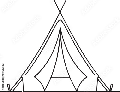 Simple line drawing of a traditional teepee or conical tent structure
