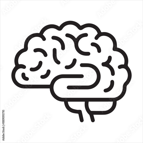 Black line icon for brain