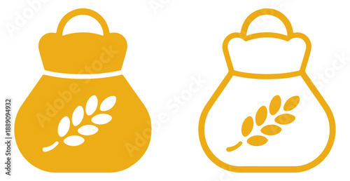 wheat grain bag agriculture icon set