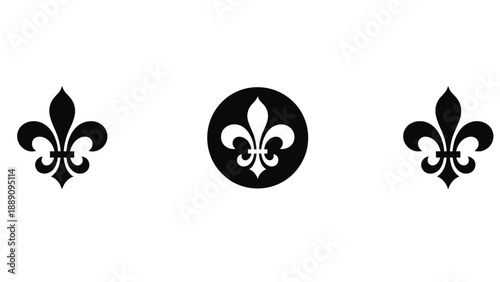Three black fleur de lis symbols on a white background
