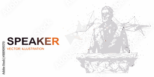 A futuristic speaker design composed of geometric lines and dot patterns