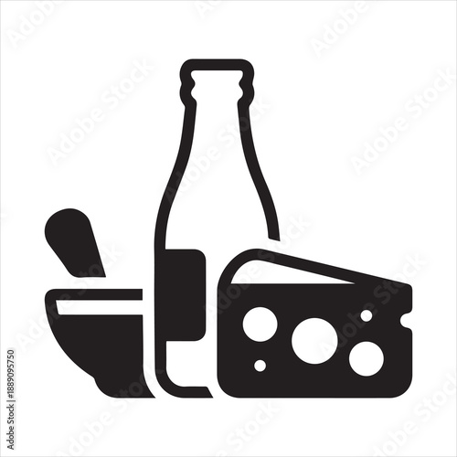 Black solid icon for dairy products