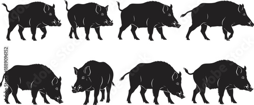 Black silhouettes of caregivers helping people in wheelchairs and patients in various medical support scenarios isolated on white background for healthcare and inclusivity designs