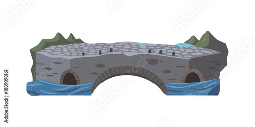 Stone bridge over flowing river