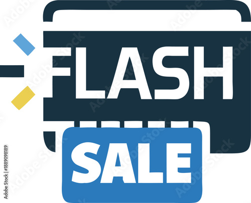 An exciting flash sale event is announced with modern blocky text and icon