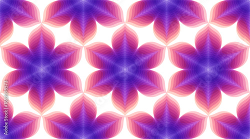 Abstract floral background. Seamless pattern. Flower theme. Gradient colour. Glow effect. Layered structure. Vector illustration for textile printing, packaging, wrapper, etc.