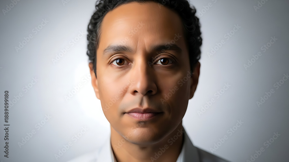 Obraz premium Portrait of a man with a serious expression isolated on white background
