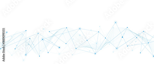 Abstract tech network connection dots. Digital technology and big data analysis background. Grey background with plexus lines. Geometric background with abstract .cardiogram on blue background