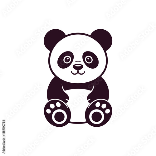 Adorable cartoon panda with large eyes and prominent paw prints