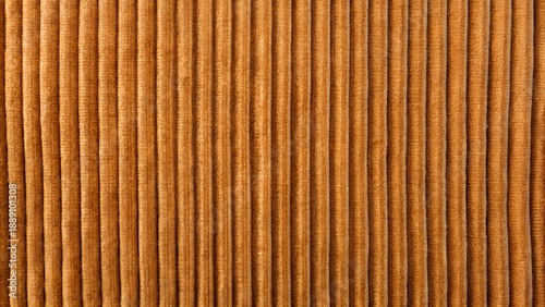 Close Up Of Golden Brown Corduroy Fabric Texture Background With Vertical Ribs