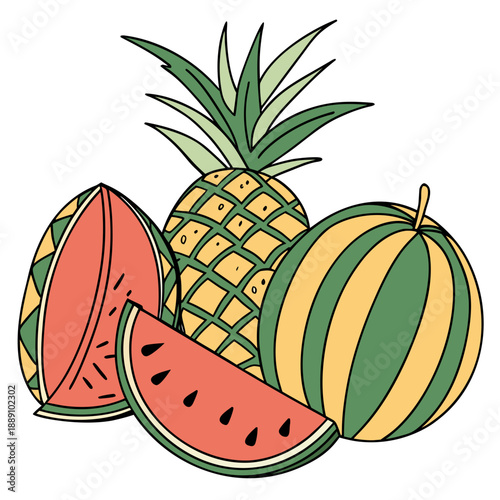 Colorful assorted tropical fruits