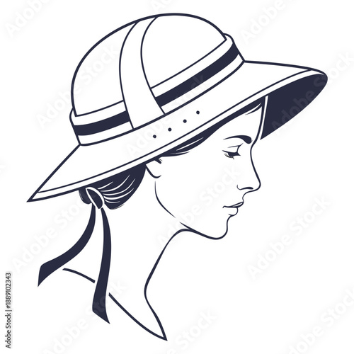 Woman wearing wide-brimmed hat