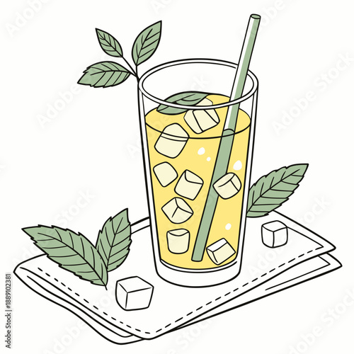 Refreshing lemonade with mint and ice