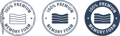 100% Premium Memory Foam Quality Badge Set with Mattress Layer Icon, Bedding Material Certification and Sleep Comfort Guarantee Labels