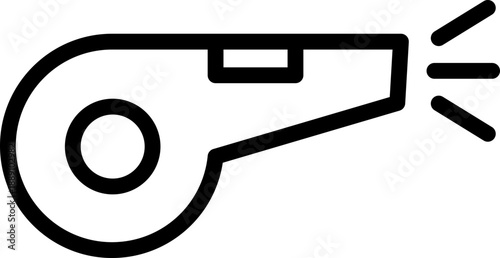 Sports Whistle Referee line  Icon, Coach Whistle Blow Symbol, Emergency Safety Whistle Sign