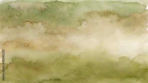 Earthy Watercolor Wash Texture Soft Blended Greens and Browns Abstract Background