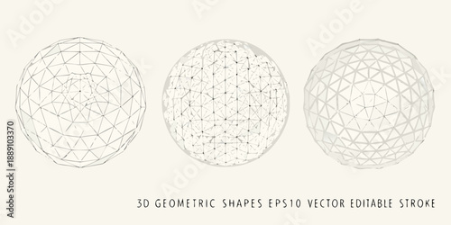 Three polygonal egg shapes displayed on a light beige background