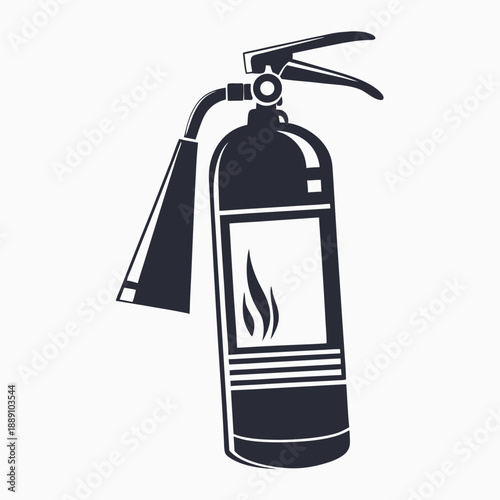 Bold monochrome showcases a fire extinguisher, ideal for safety or emergency themes