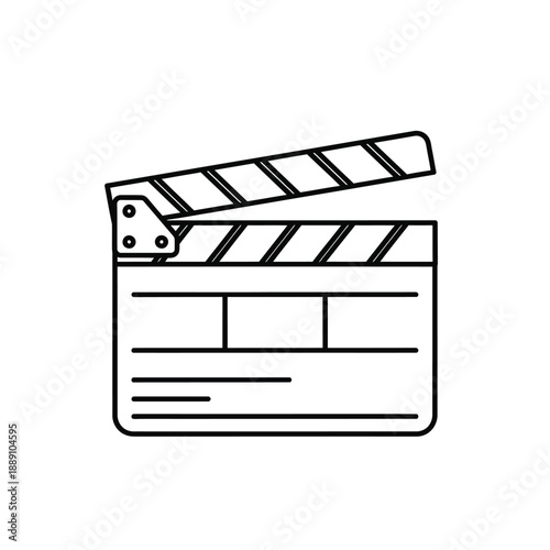 Vector illustration icon a black and white illustration of a movie clapper board used for film and video production
