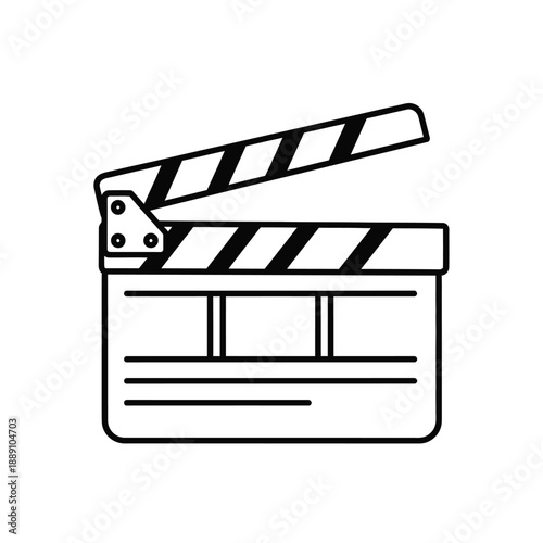 Vector illustration icon a black and white line drawing of a movie clapper board