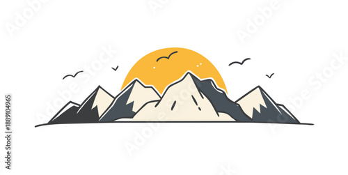 Sunset over snowy peaks