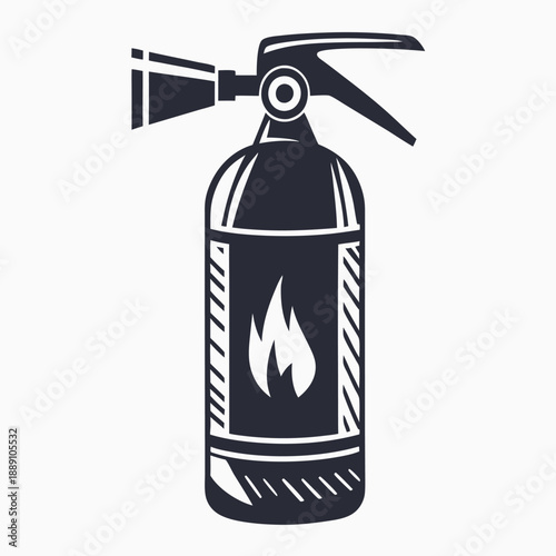 Single fire extinguisher is depicted in monochrome against a clean white backdrop within the image