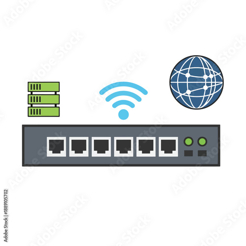 Network Router with Wi-Fi and Servers