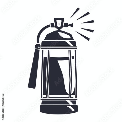 Stylish aerosol spray can ejects outward in an isolated monochromatic that represents street art