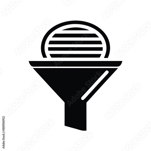 Black funnel with horizontal lines showcases a filtration or separation process effectively
